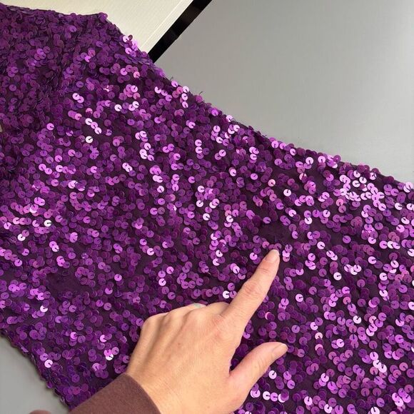 Cache Purple Sequined Halter Dress Stretch Bodycon Fully Lined size 4 - Picture 9 of 15